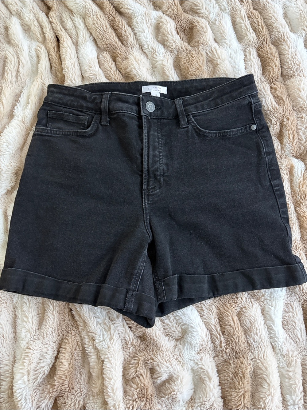 LC Lauren Conrad Black Cuffed Denim Shorts